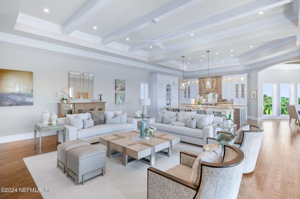 Interior, Kitchen, Living room, Pendant Lights, Recessed Lighting, Wood Texture Flooring