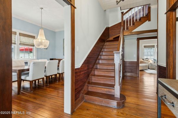 Chandelier, Dining room, Interior, Wood Texture Flooring