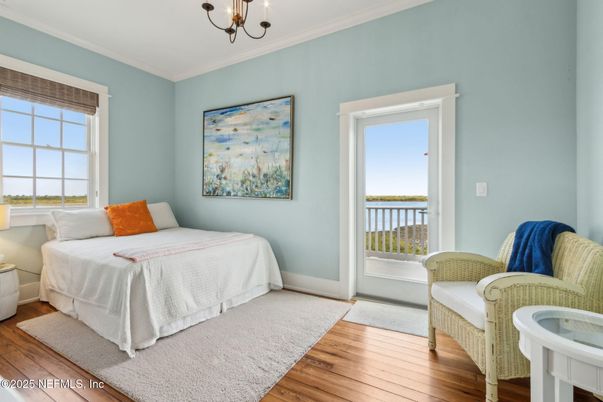 Bedroom, Chandelier, Interior, Wood Texture Flooring