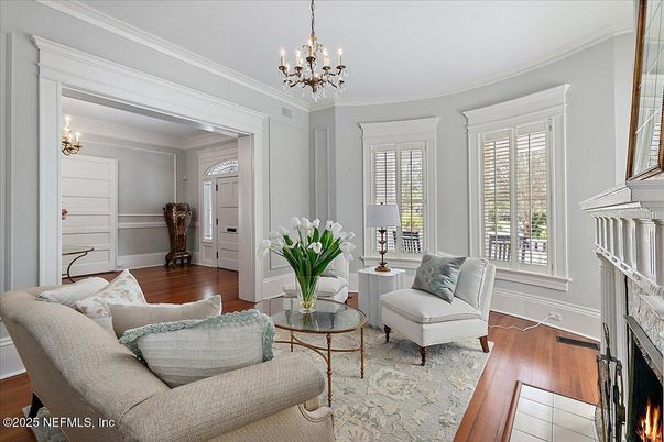 Chandelier, Fireplace, Interior, Living room, Wood Texture Flooring