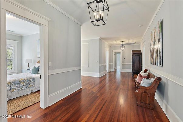 Bedroom, Interior, Pendant Lights, Wood Texture Flooring