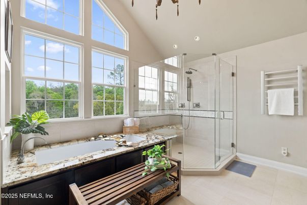 Bathroom, Glass Shower, Interior, Recessed Lighting