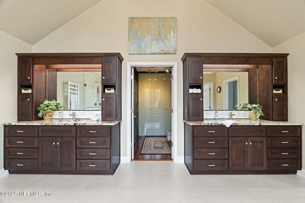 Bathroom, Dual Sink Vanities, Glass Shower, Interior