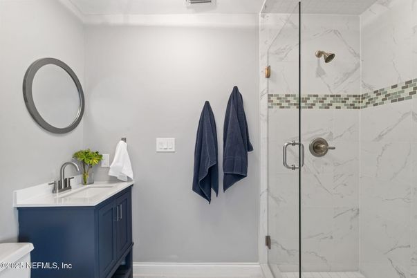 Bathroom, Glass Shower, Interior, Marble Walls