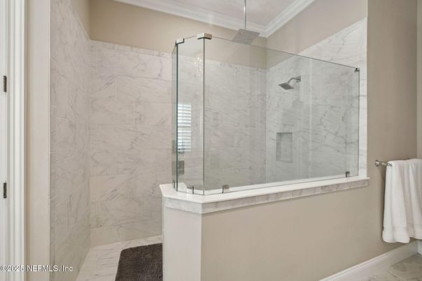 Bathroom, Glass Shower, Interior, Marble, Marble Walls