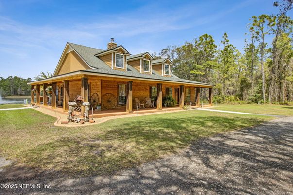 Backyard, Exterior, Facade, Water, Log Home