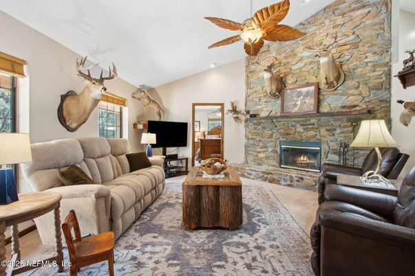 Fireplace, Interior, Living room, Stone Walls