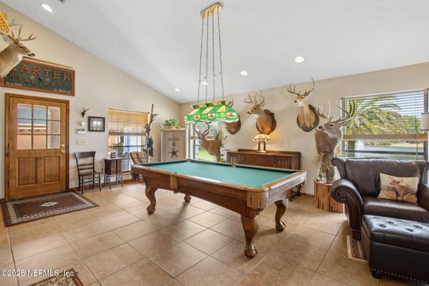 Billiard Table, Game Room, Interior, Pendant Lights, Recessed Lighting