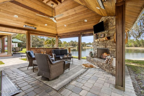 Exterior, Fireplace, Lake, Water