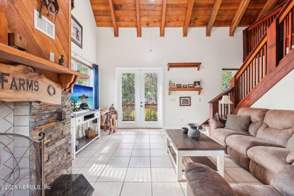 Fireplace, Interior, Living room, Stone Walls, Wooden Beams, Wooden Ceilings