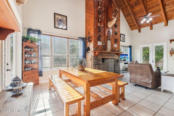 Dining room, Fireplace, Interior, Wooden Beams, Wooden Ceilings