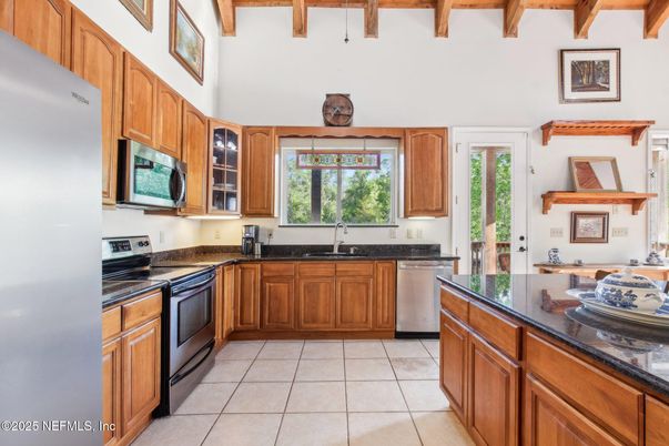Interior, Kitchen, Stainless Steel Appliances, Wooden Beams