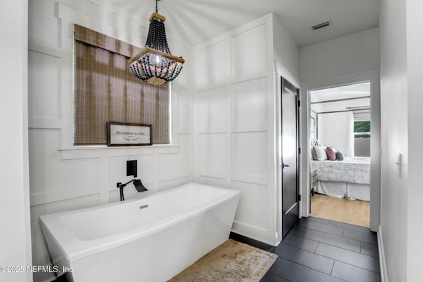Bathroom, Bedroom, Free Standing Baths, Interior, Wood Texture Flooring