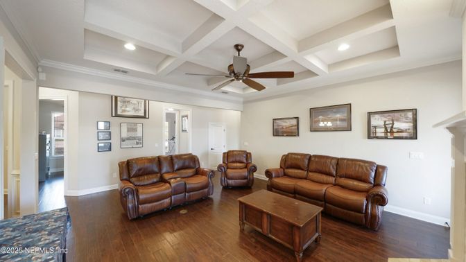 Interior, Living room, Recessed Lighting, Wood Texture Flooring