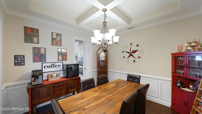 Chandelier, Dining room, Interior, Wood Texture Flooring