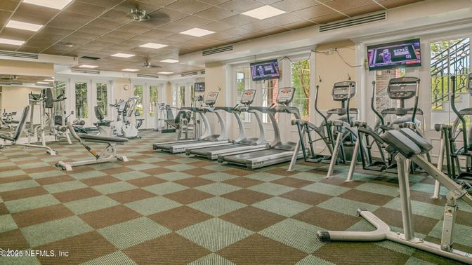 Fitness Equipment, Gym, Interior, Recessed Lighting