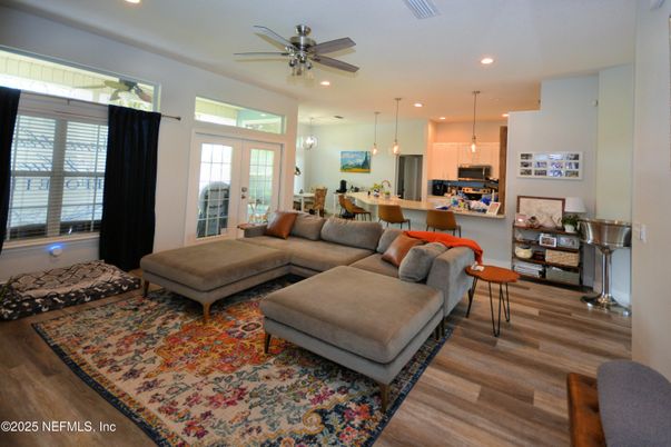 Dining room, Interior, Kitchen, Living room, Pendant Lights, Recessed Lighting, Wood Texture Flooring