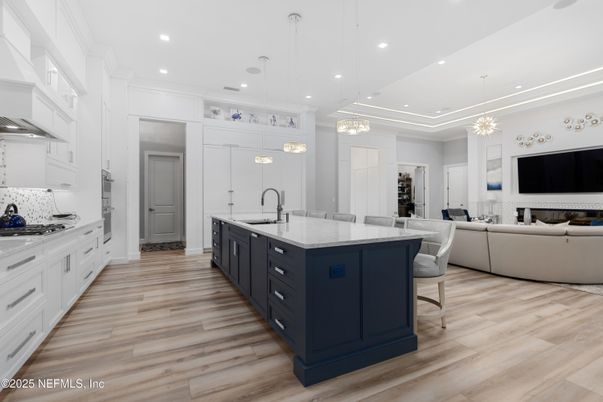 Interior, Kitchen, Living room, Pendant Lights, Recessed Lighting, Stainless Steel Appliances, Wood Texture Flooring