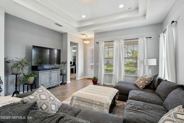 Interior, Living room, Recessed Lighting, Wood Texture Flooring