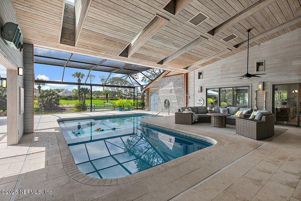 Glass Ceilings, Interior, Pool, Stone Walls, Sun Room, Wooden Ceilings