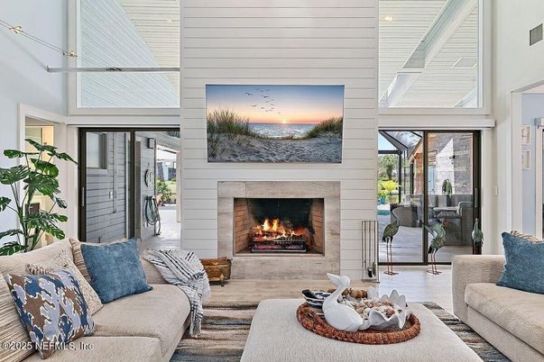Fireplace, Interior, Living room, Recessed Lighting