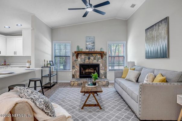 Fireplace, Interior, Living room, Recessed Lighting