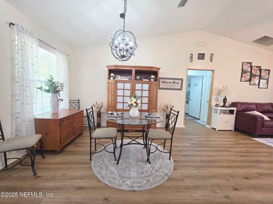 Chandelier, Dining room, Interior, Pendant Lights, Wood Texture Flooring