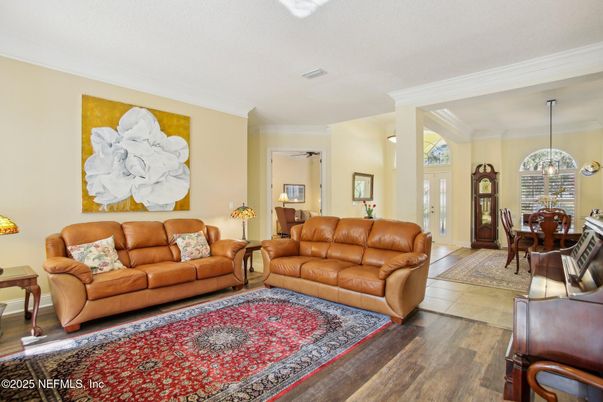 Dining room, Interior, Living room, Pendant Lights, Wood Texture Flooring