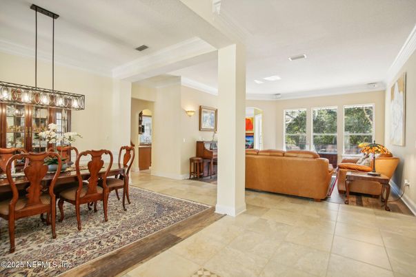 Dining room, Interior, Living room, Pendant Lights, Recessed Lighting