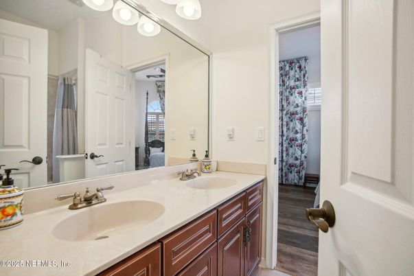 Bathroom, Dual Sink Vanities, Interior, Wood Texture Flooring