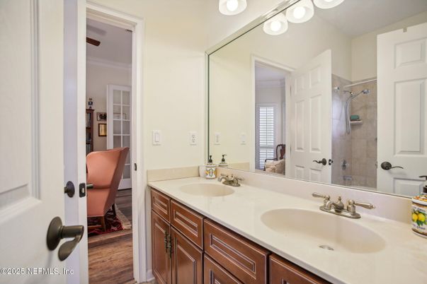 Bathroom, Dual Sink Vanities, Interior, Wood Texture Flooring