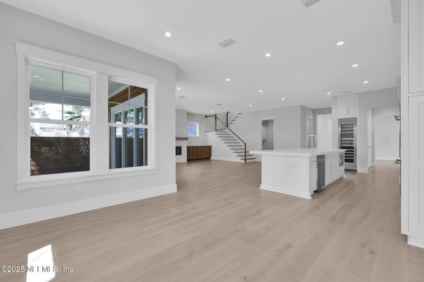 Interior, Kitchen, Recessed Lighting, Wood Texture Flooring