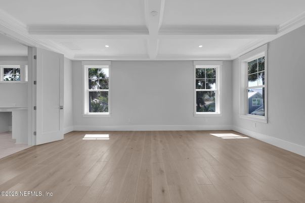 Empty room, Interior, Recessed Lighting, Wood Texture Flooring