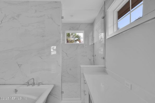 Bathroom, Glass Shower, Interior, Marble Walls
