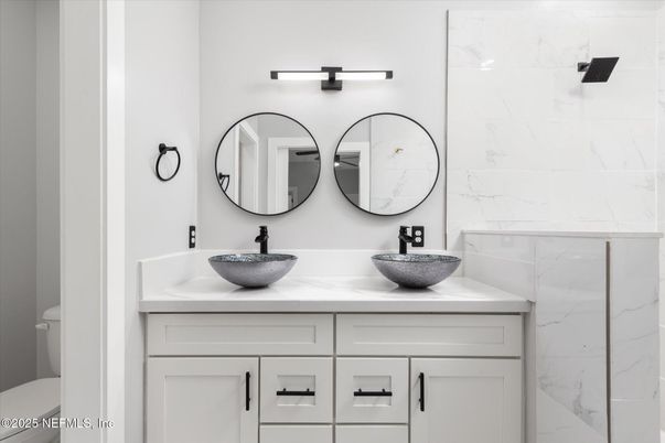 Bathroom, Dual Sink Vanities, Interior, Marble Walls