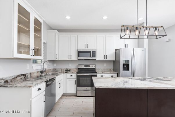 Interior, Kitchen, Pendant Lights, Recessed Lighting, Stainless Steel Appliances