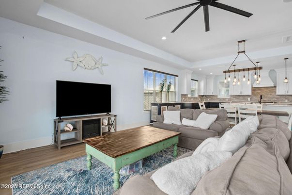 Dining room, Interior, Kitchen, Living room, Pendant Lights, Recessed Lighting, Wood Texture Flooring