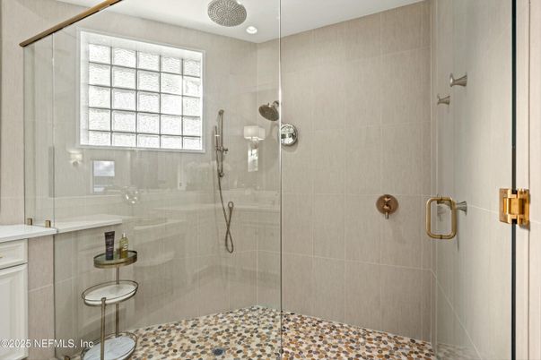 Bathroom, Glass Shower, Interior, Recessed Lighting