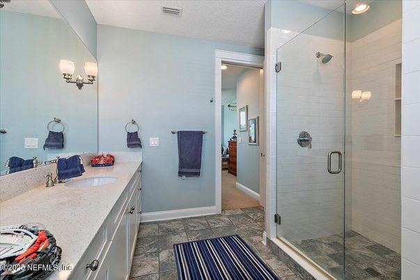 Bathroom, Glass Shower, Interior, Recessed Lighting