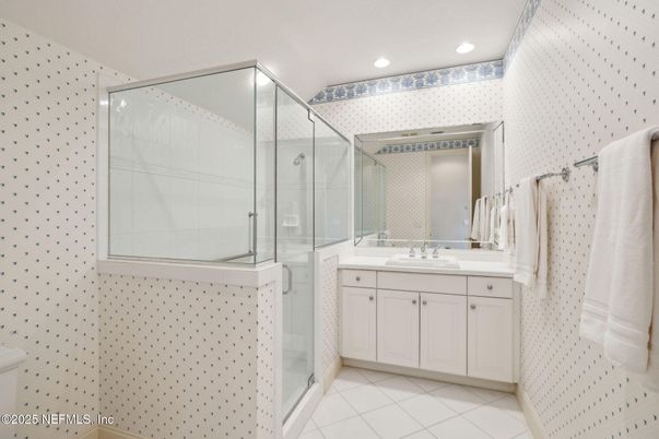 Bathroom, Glass Shower, Interior, Recessed Lighting