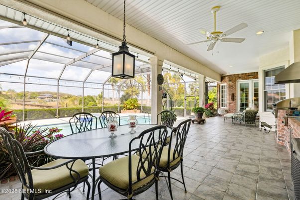 Glass Ceilings, Interior, Pendant Lights, Pool, Recessed Lighting, Stone Walls, Sun Room
