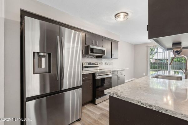 Interior, Kitchen, Stainless Steel Appliances, Wood Texture Flooring