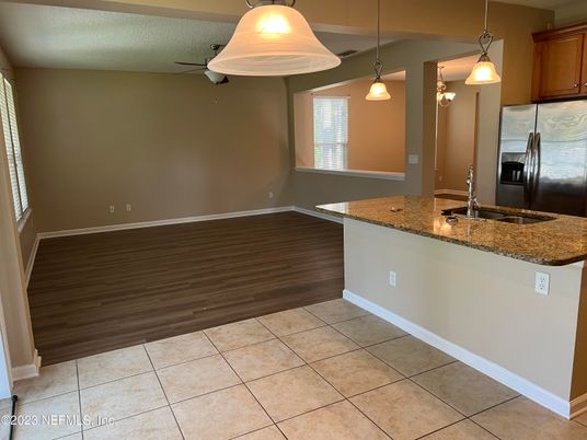 Interior, Kitchen, Pendant Lights, Wood Texture Flooring