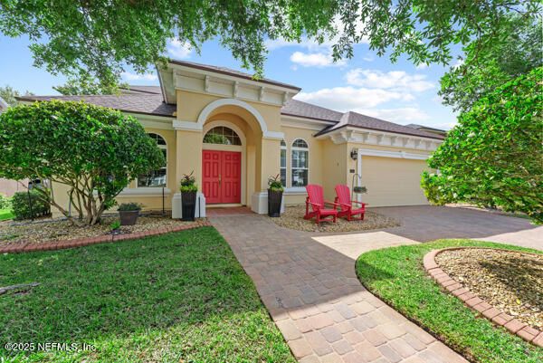 Attached, Backyard, Exterior, Facade, Mediterranean