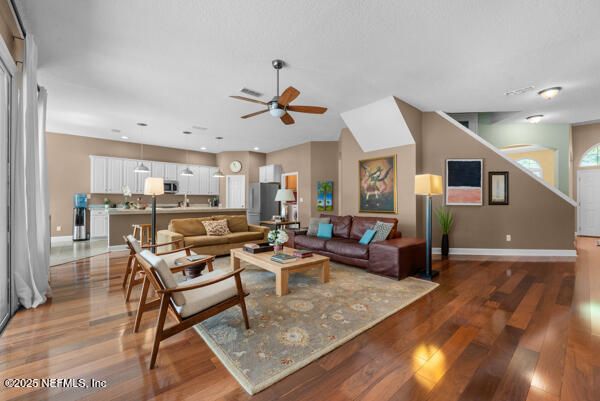 Interior, Kitchen, Living room, Pendant Lights, Recessed Lighting, Wood Texture Flooring