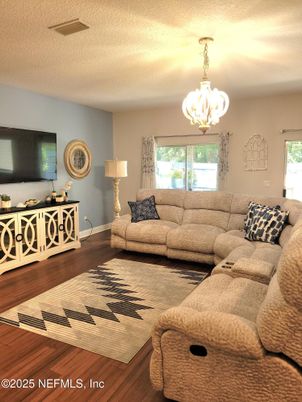 Interior, Living room, Pendant Lights, Wood Texture Flooring