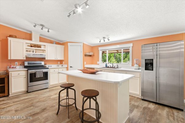 Interior, Kitchen, Stainless Steel Appliances, Wood Texture Flooring
