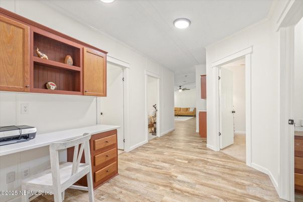 Home Office, Interior, Recessed Lighting, Wood Texture Flooring