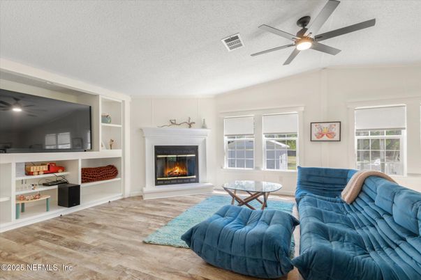 Fireplace, Interior, Living room, Wood Texture Flooring