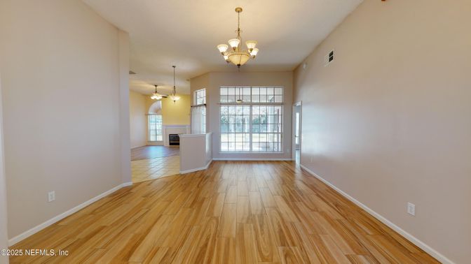 Chandelier, Empty room, Interior, Wood Texture Flooring